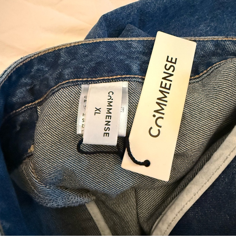 Commense Cross-Front Dark Blue Wide-Leg Jeans, size XL - Picture 2 of 9